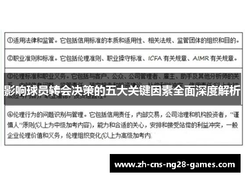 影响球员转会决策的五大关键因素全面深度解析